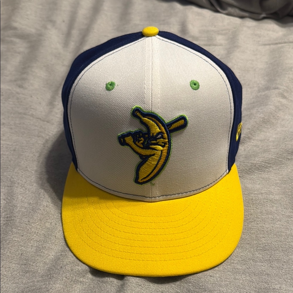 White and Yellow Baseball Cap Logo 7 3/8 savanna bananas new era hat